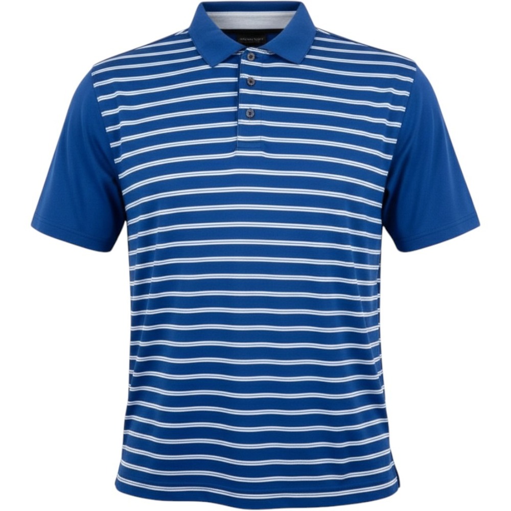 Hawke & Co Jim Furyk Collection Mens XL Blue Striped Golf Polo Shirt Stretch